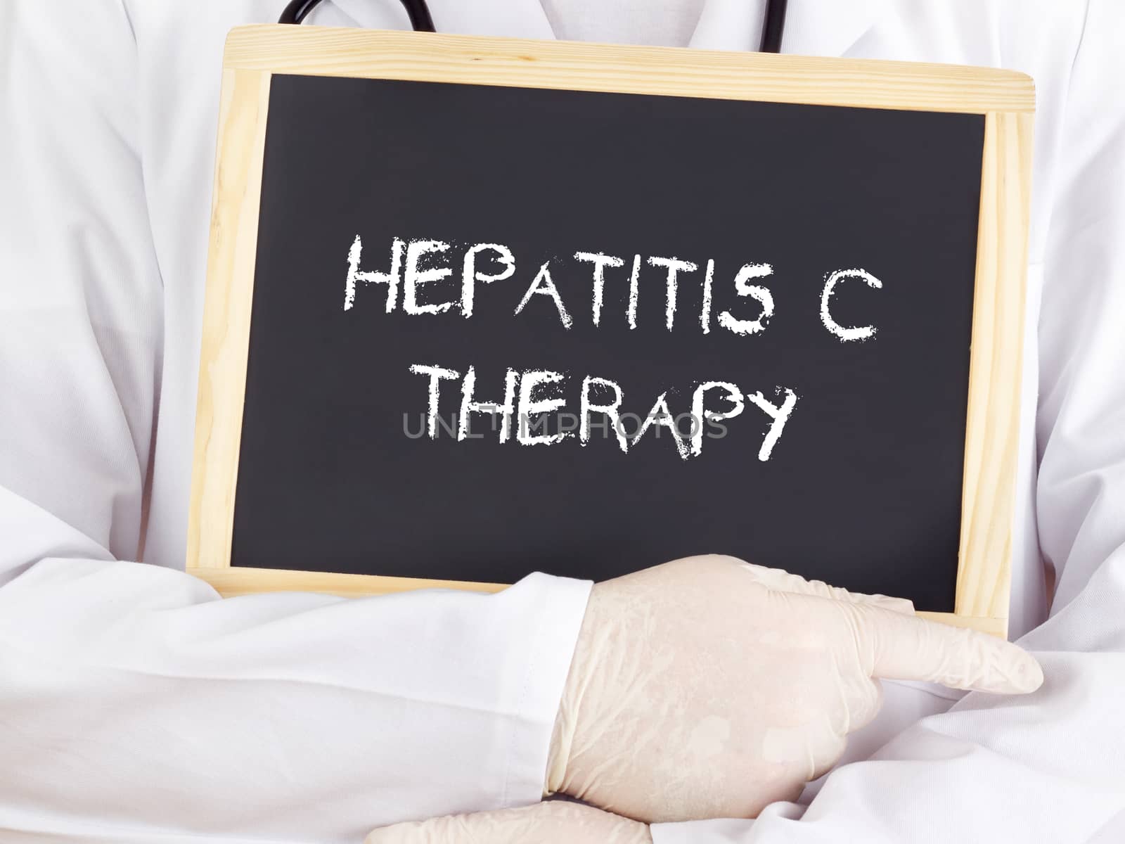 Doctor shows information: hepatitis-c-therapy