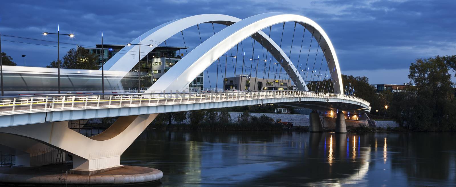 Panoramic view of famous bridge in Lyon by vwalakte