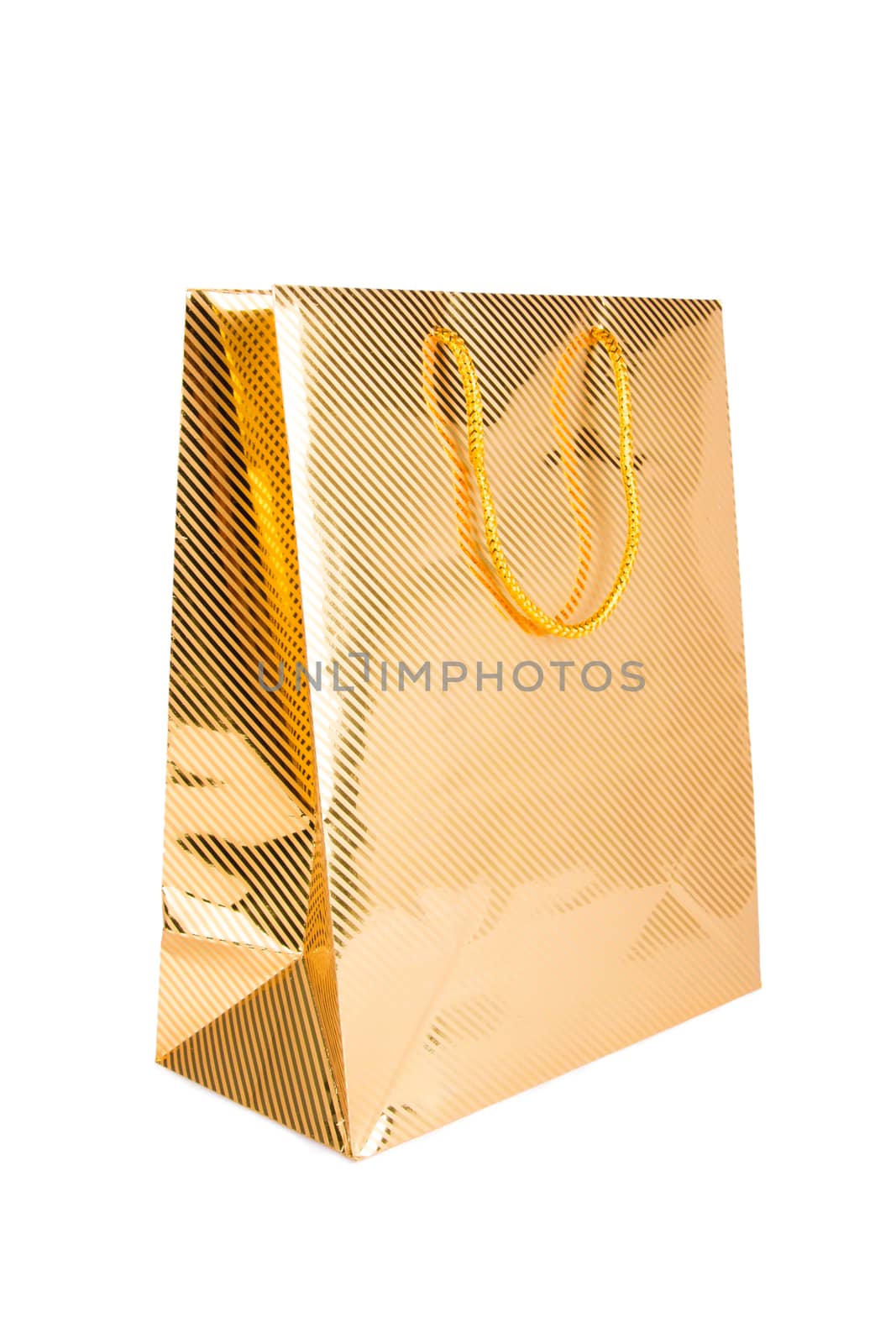 Paper shopping bag isolated on white - Stock Image