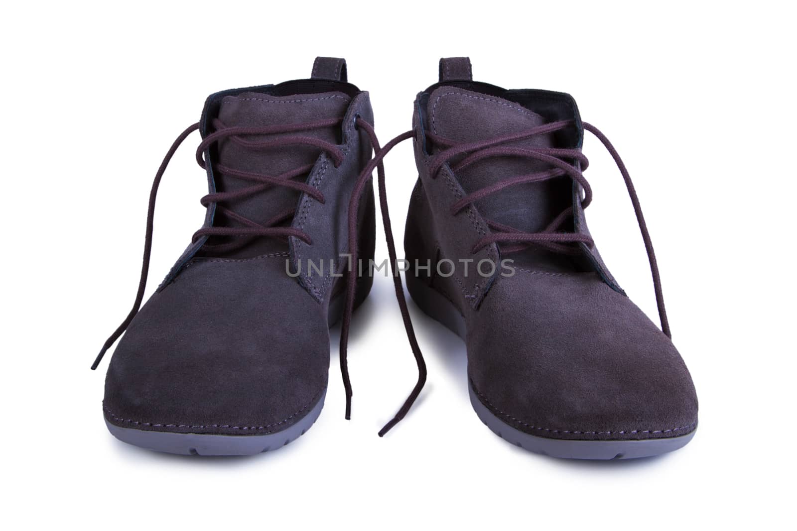 Gray boots isolated on white background - Stock Images