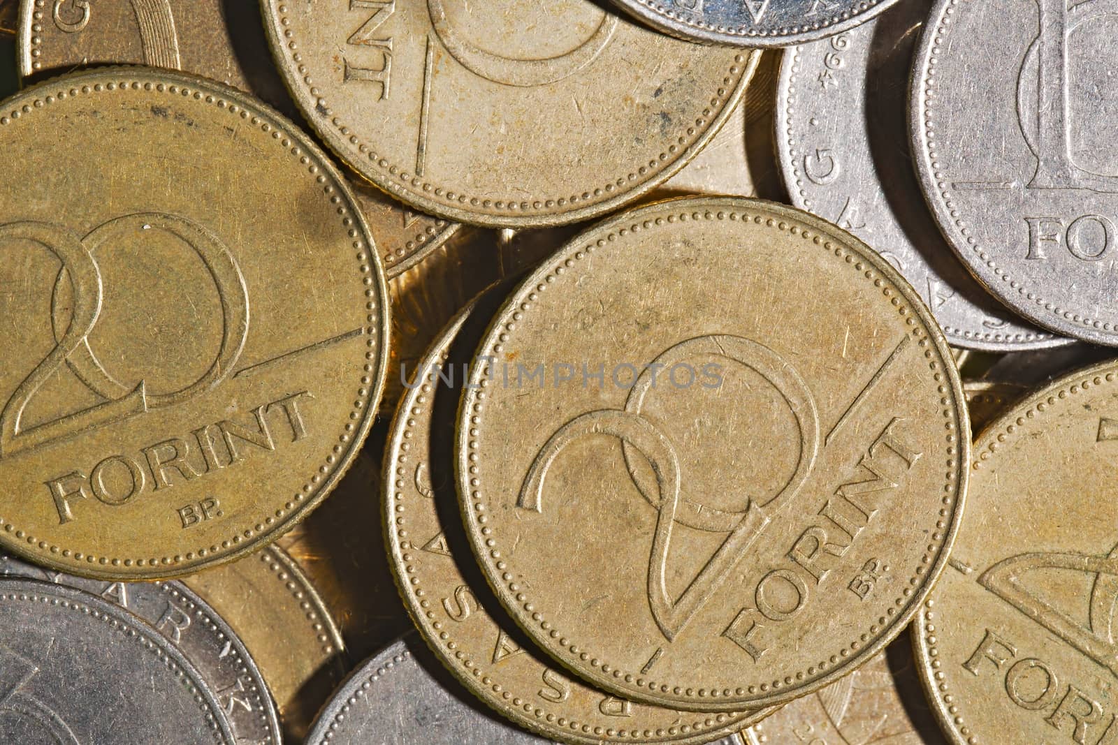 Pile of coins close up