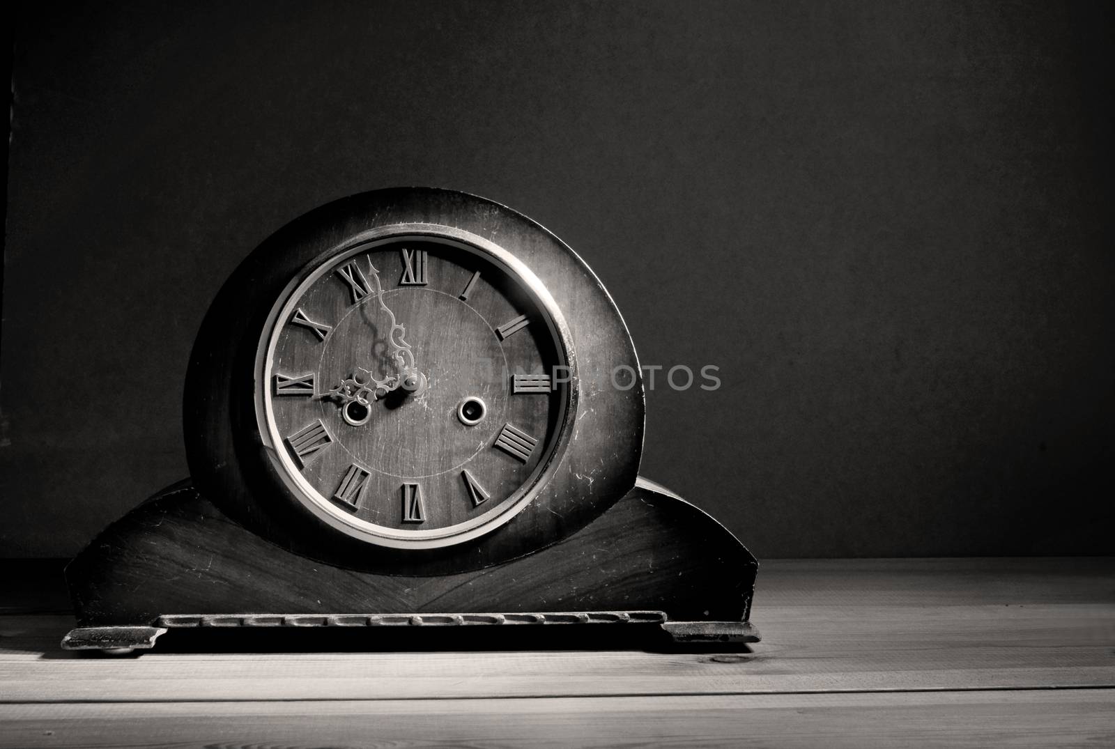 Aged grandfather clock with copyspace background 