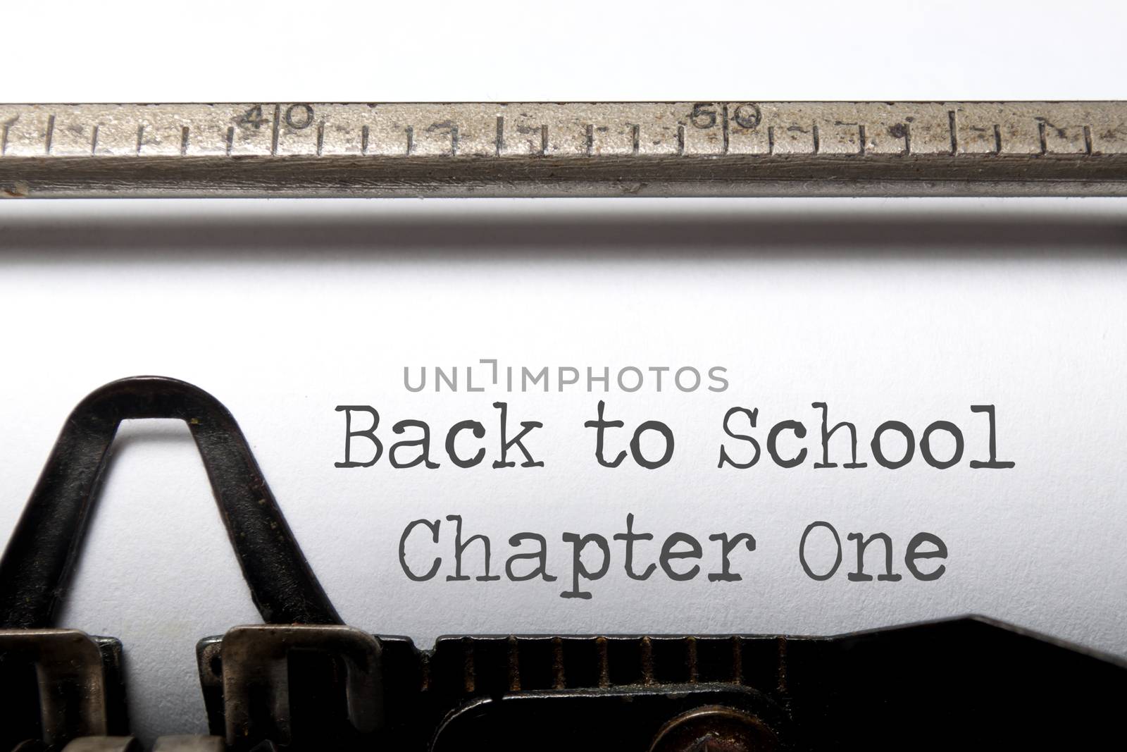 Back to school printed on an old typewriter 