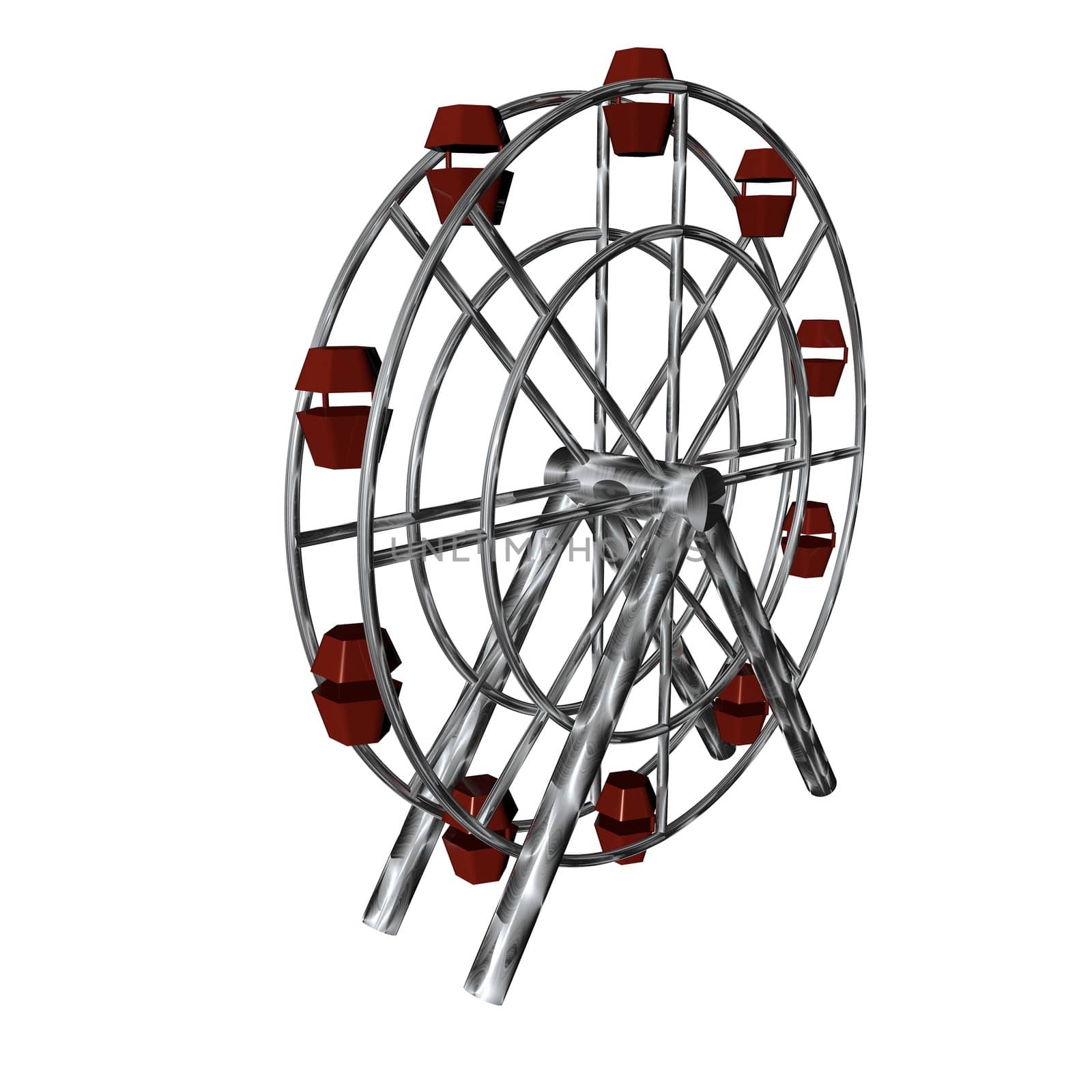Panoramic wheel isolated over white, 3d render