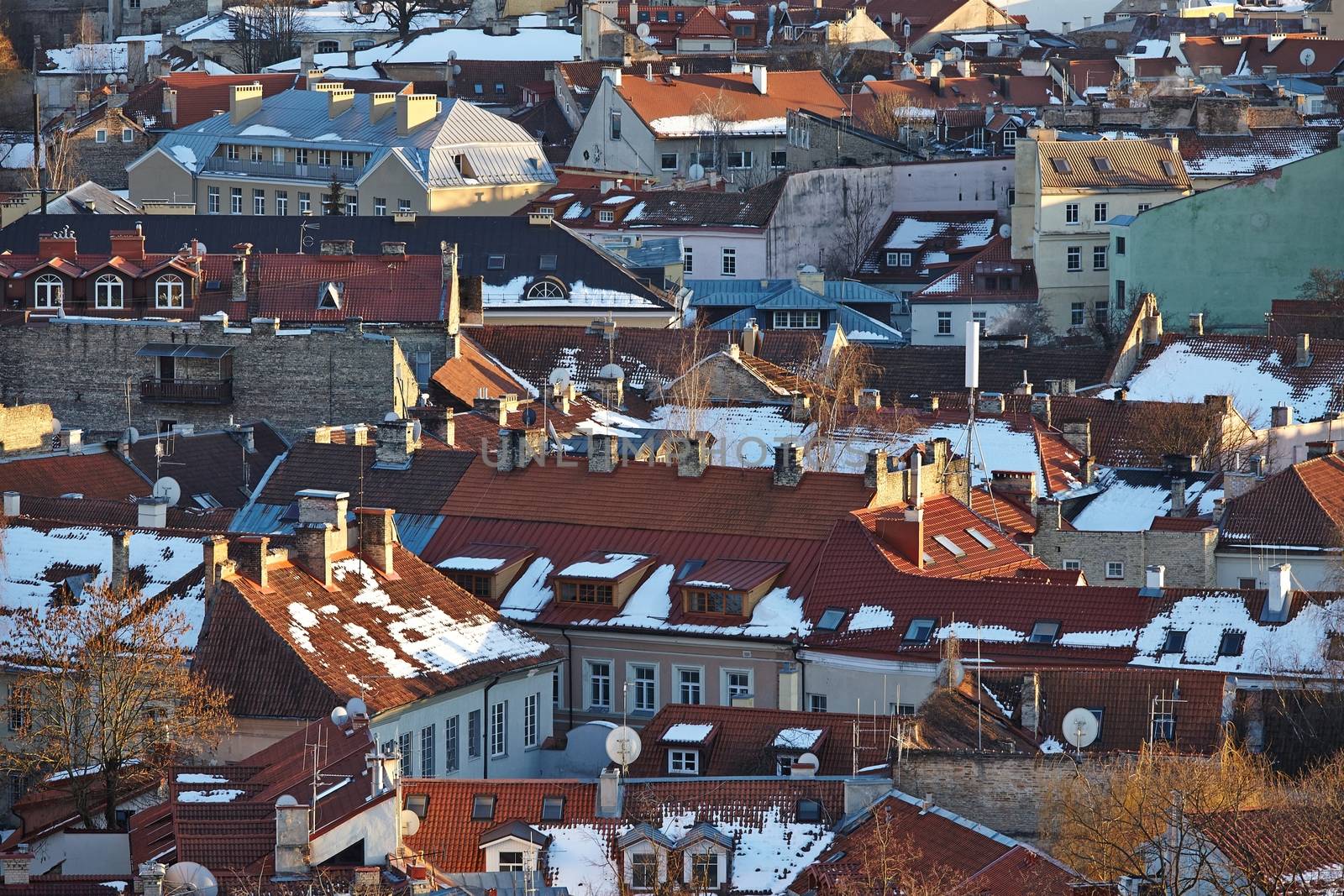 Roofs of old houses in a town
