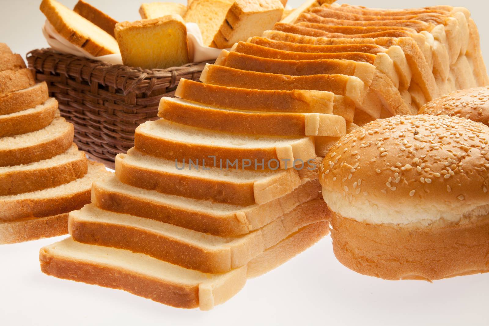 Closeup of assorted bakery breads by haiderazim