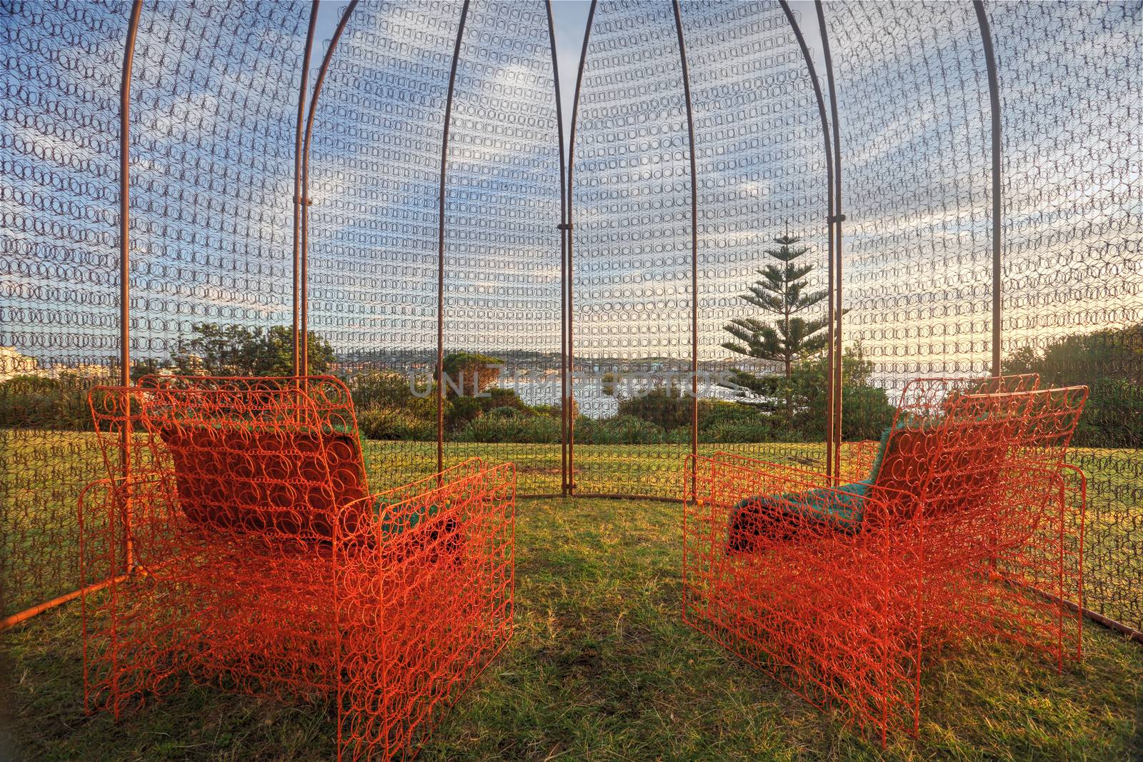 BONDI, AUSTRALIA - OCTOBER 23, 2014; Sculpture by the Sea .  Sculpture titled The Last Resort by Frank Veldze and Suzanne Donisthorpe , at Bondi.  Made from mattress springs