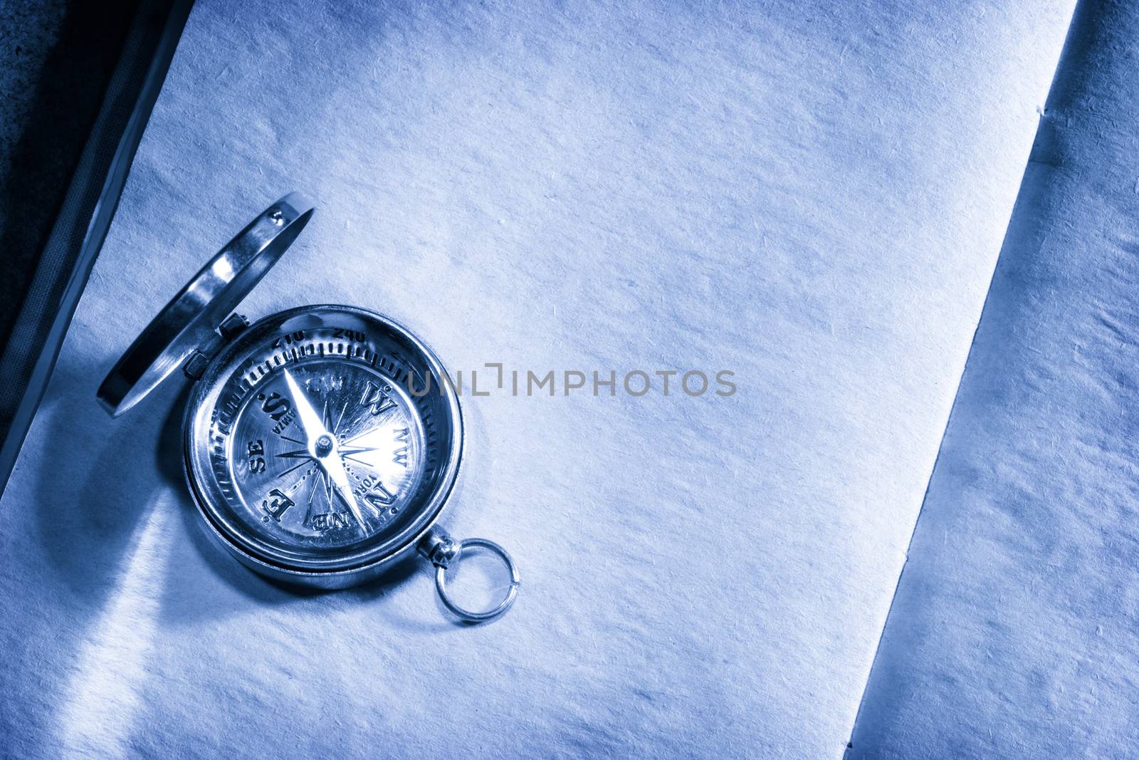 Vintage compass on blank paper 