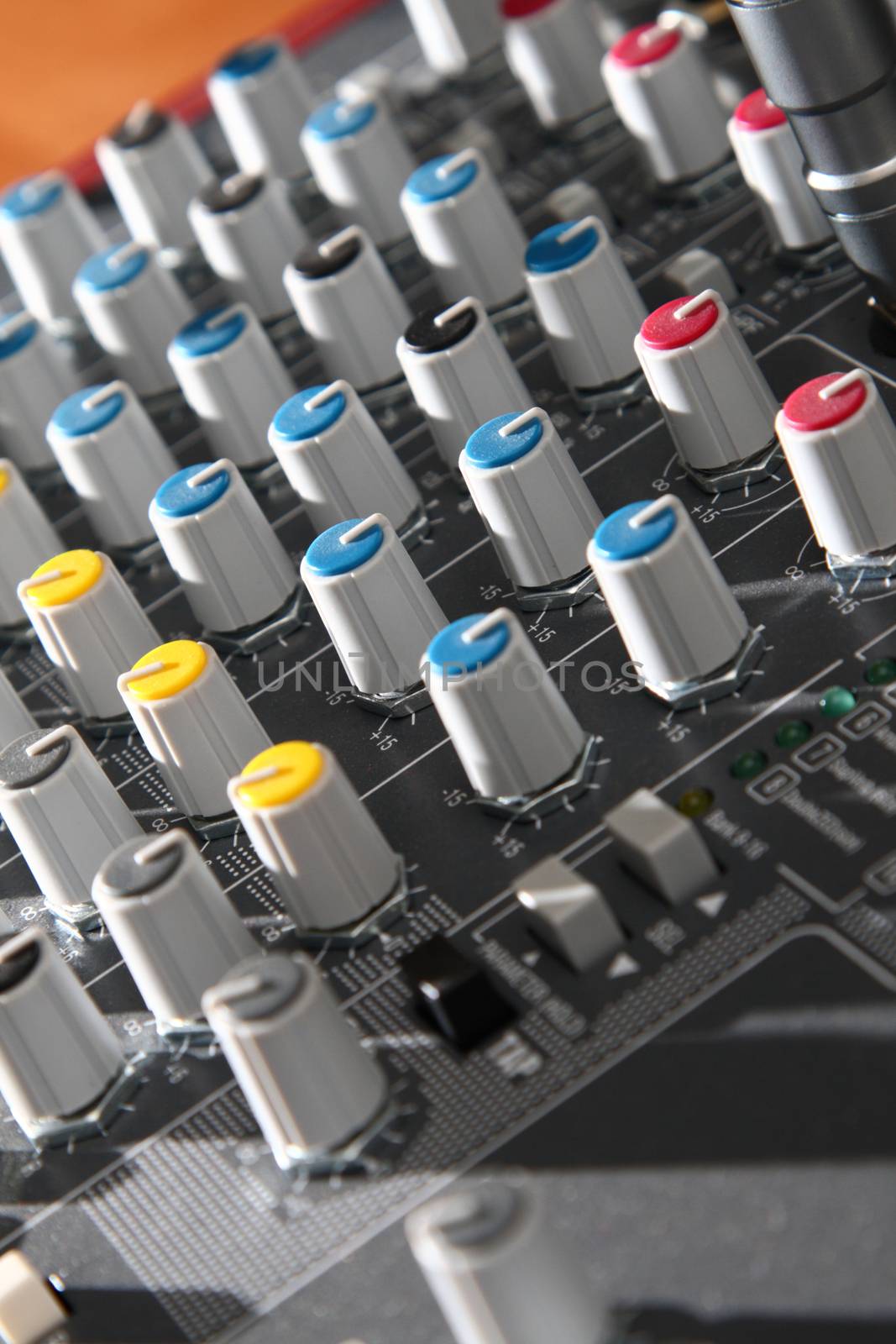 Audio mixer equipment in studio