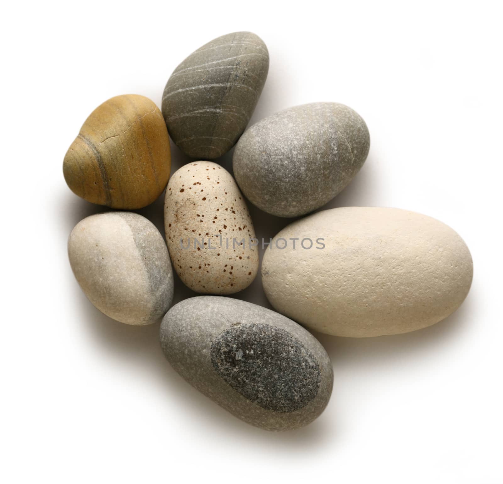Sea stones on white background