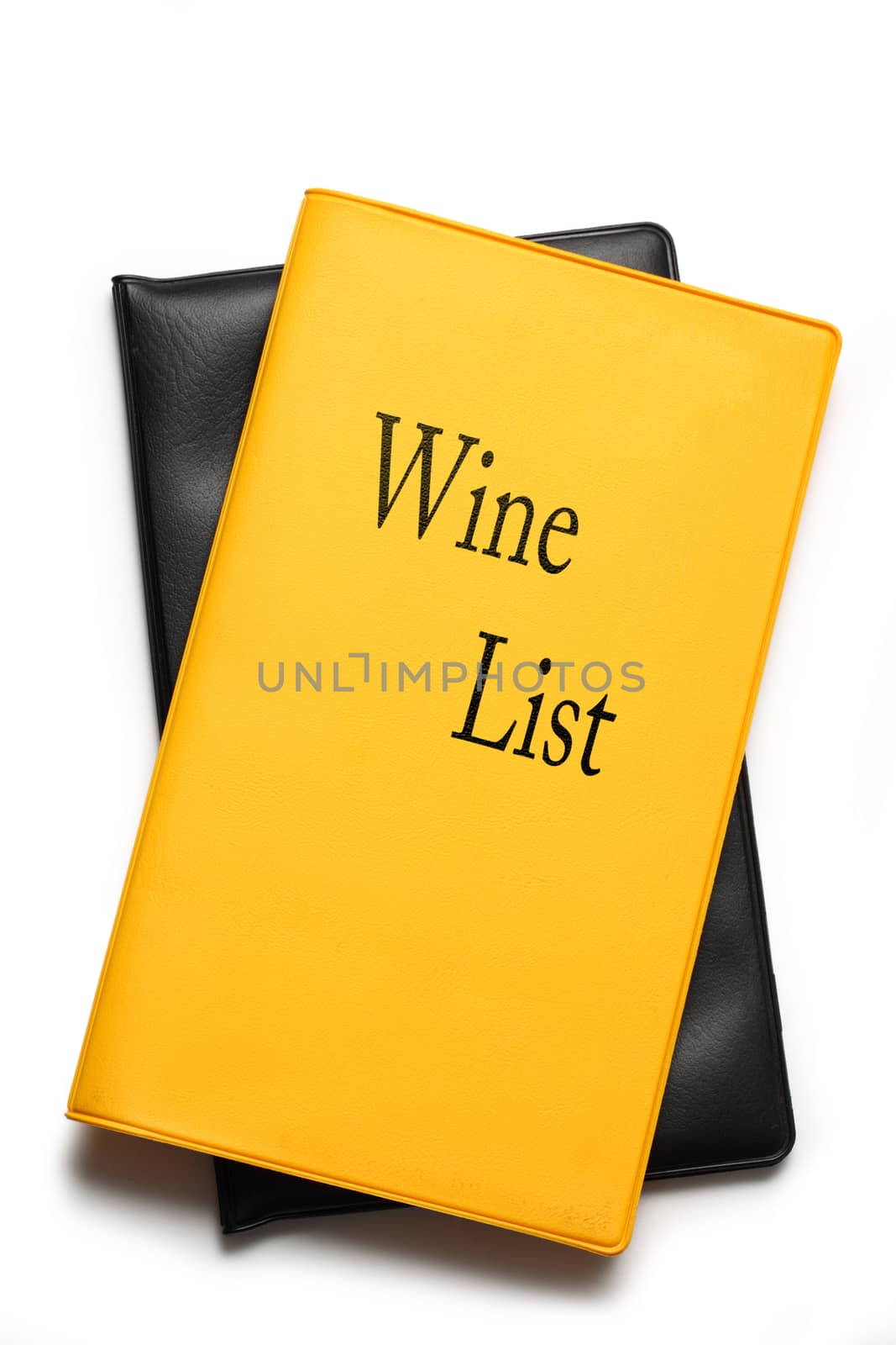 Yellow wine list on white