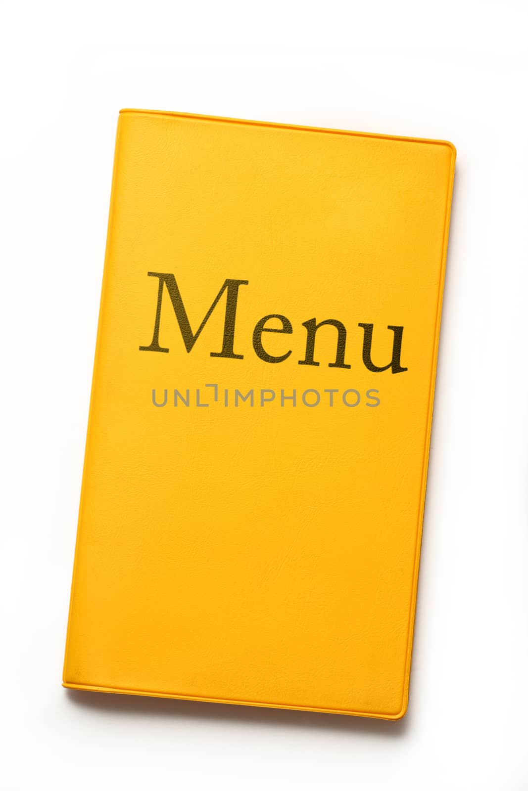 Yellow menu book on white