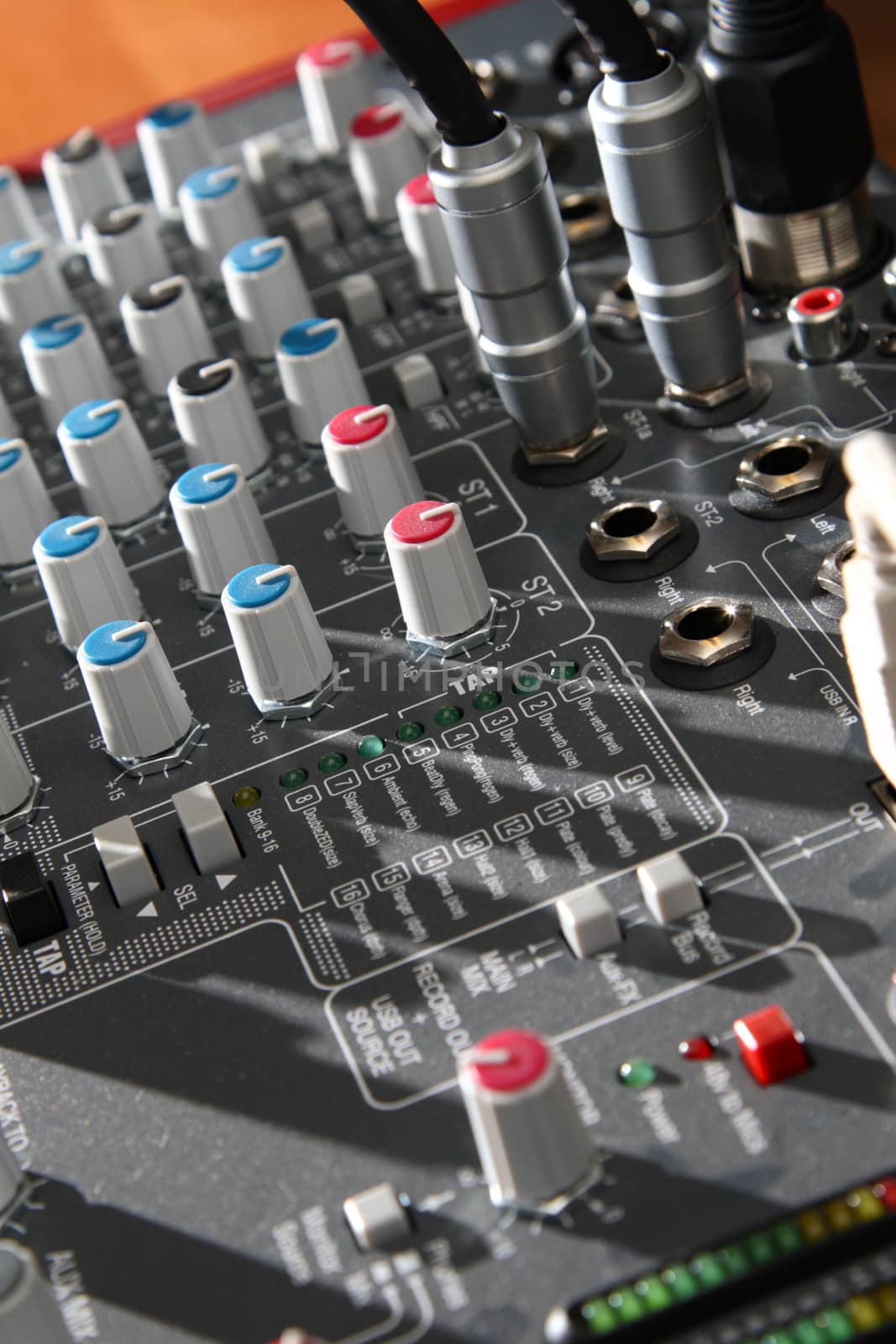 Audio mixer equipment in studio