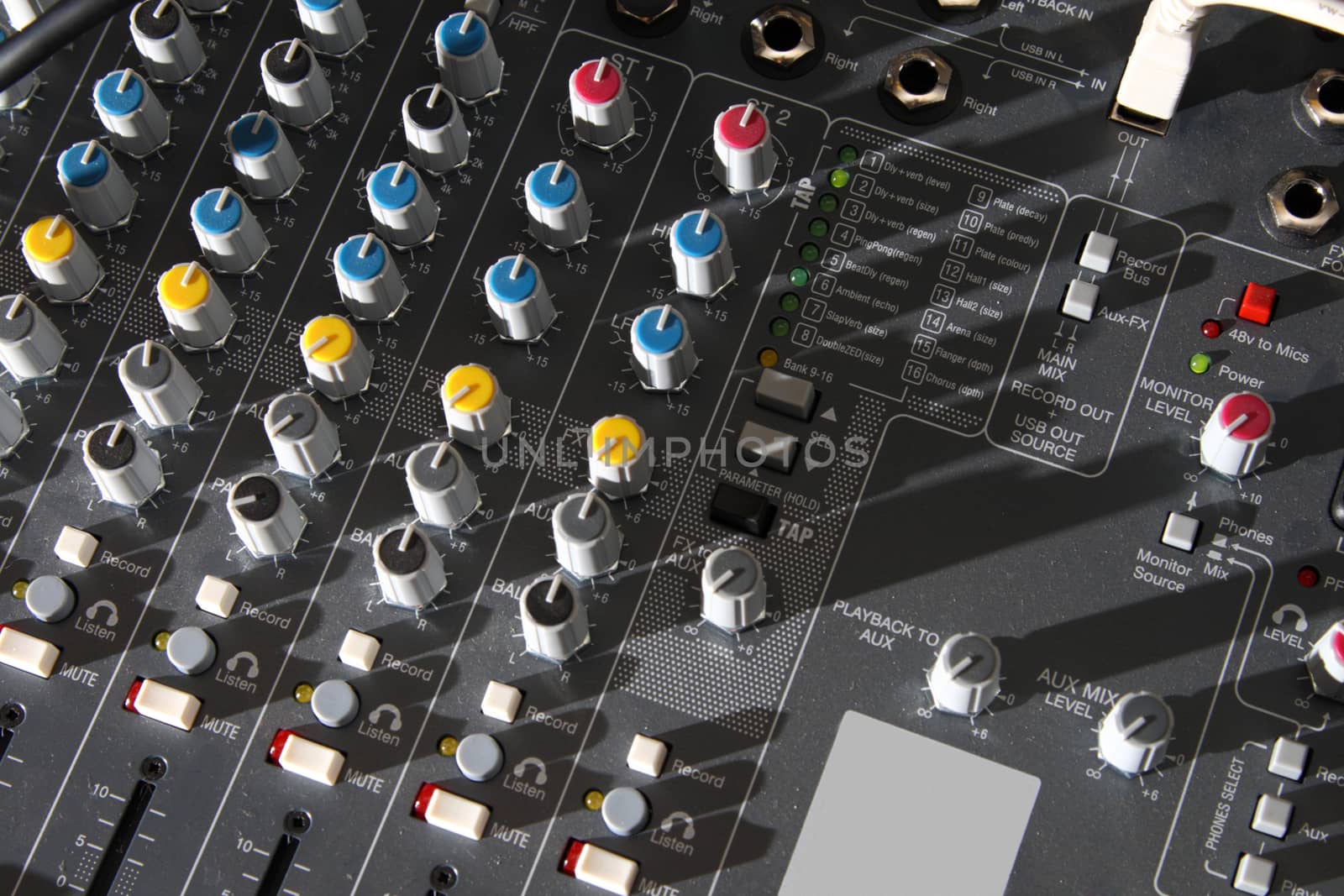 Audio mixer equipment in studio