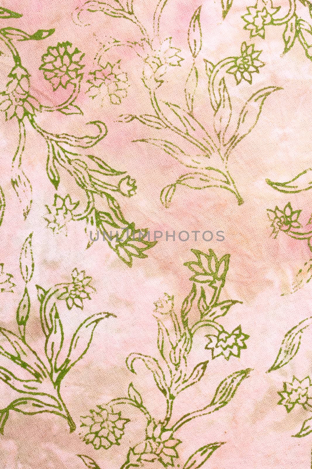 Silk batik with abstract flowers