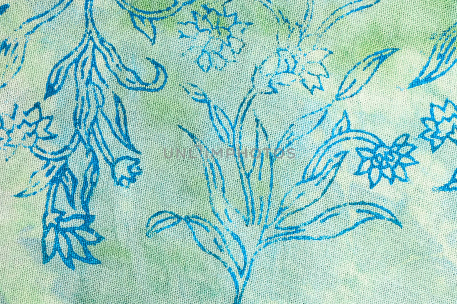 Silk batik with abstract flowers