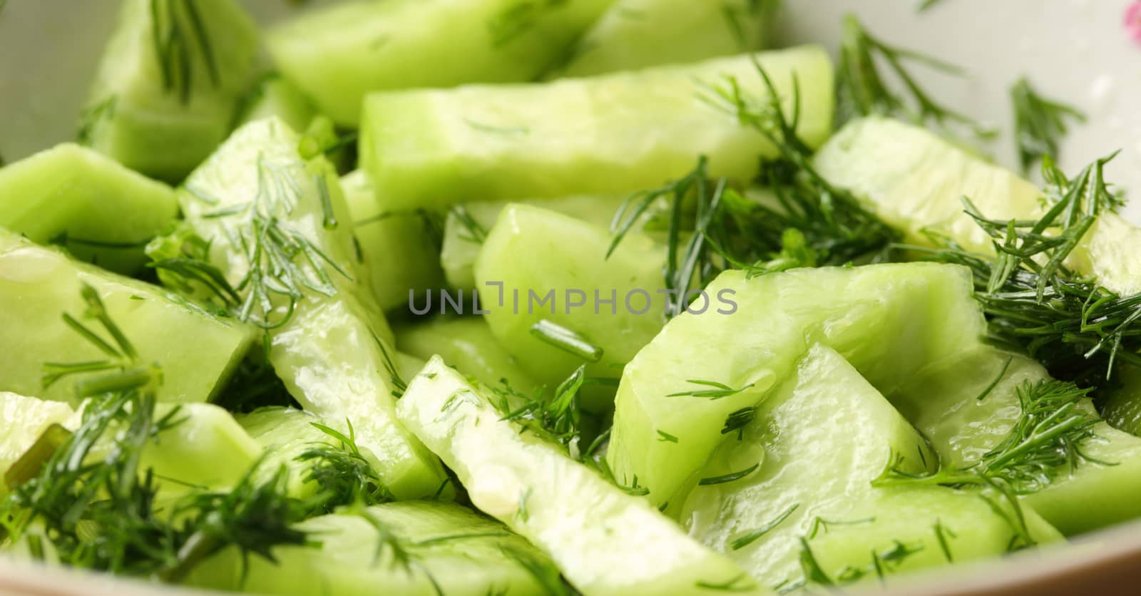 Green salad with cucumber and dill