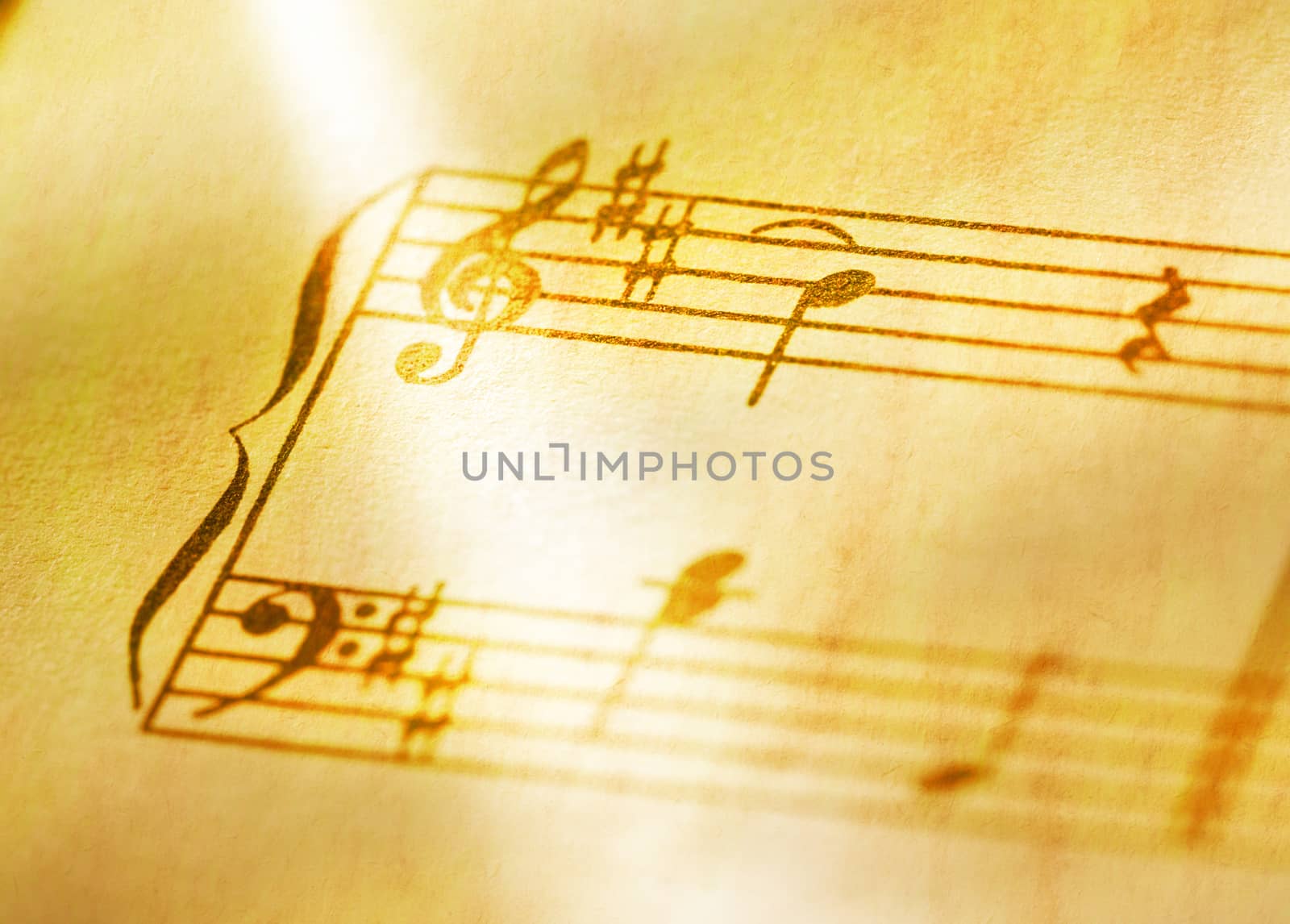 Music notes in yellow toning