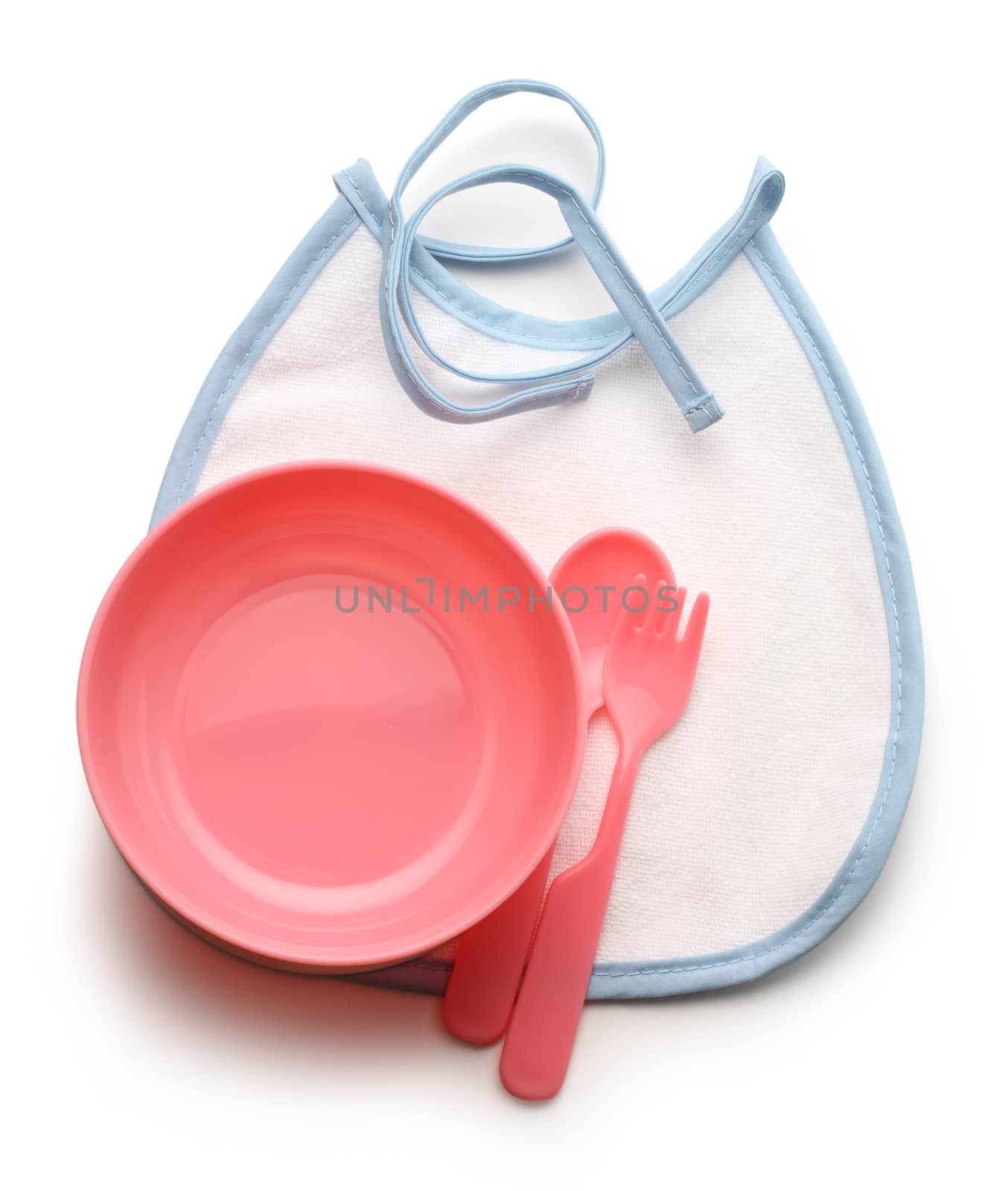 Bibs, bowl and spoon for baby