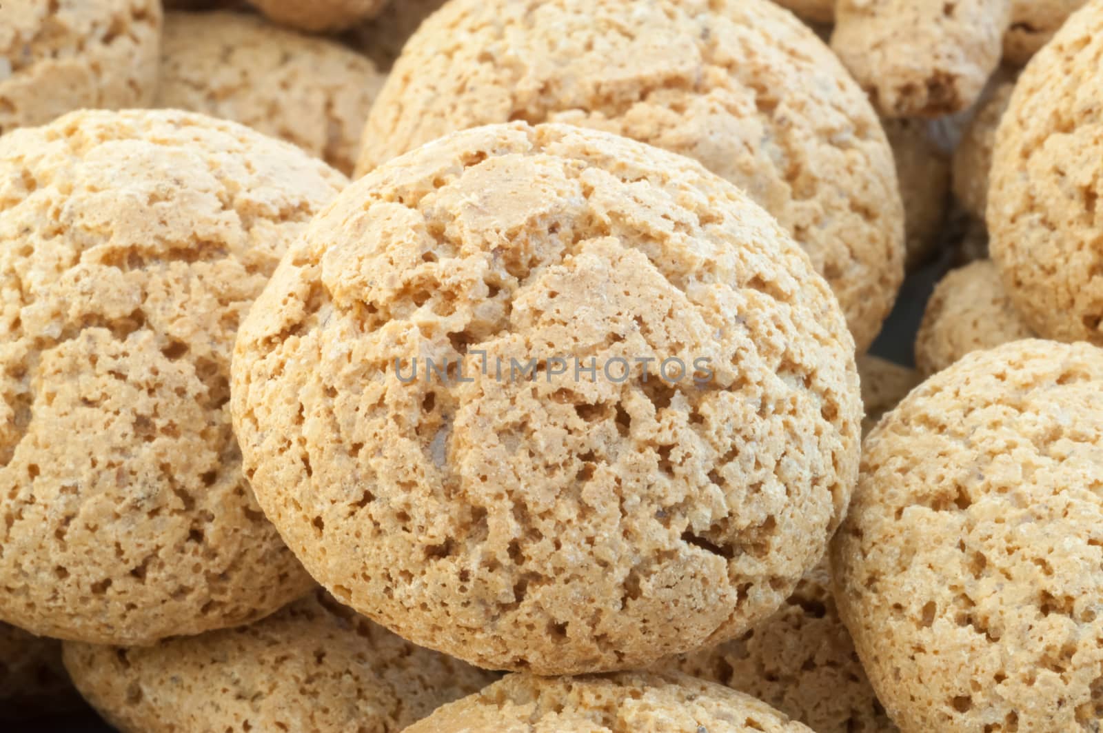 macro details of macaroons cookies in white background