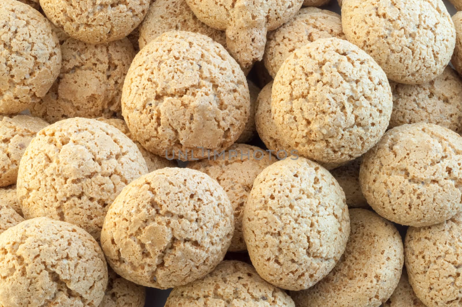 macro details of macaroons cookies in white background