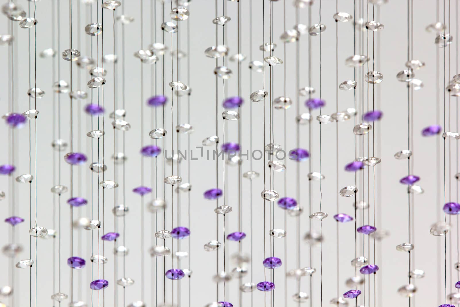 Close up on crystal of contemporary chandelier