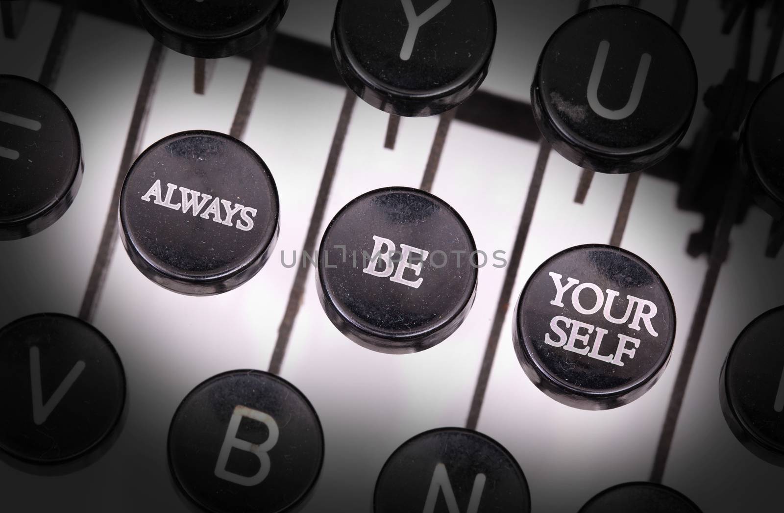 Typewriter with special buttons, always be yourself