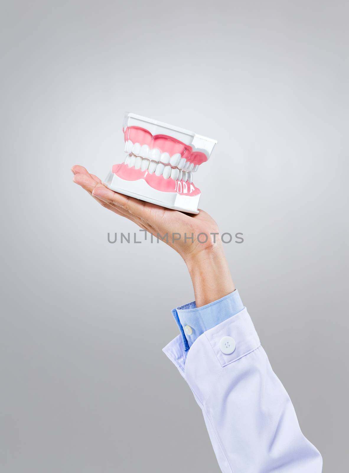 Dentist hold with denture
