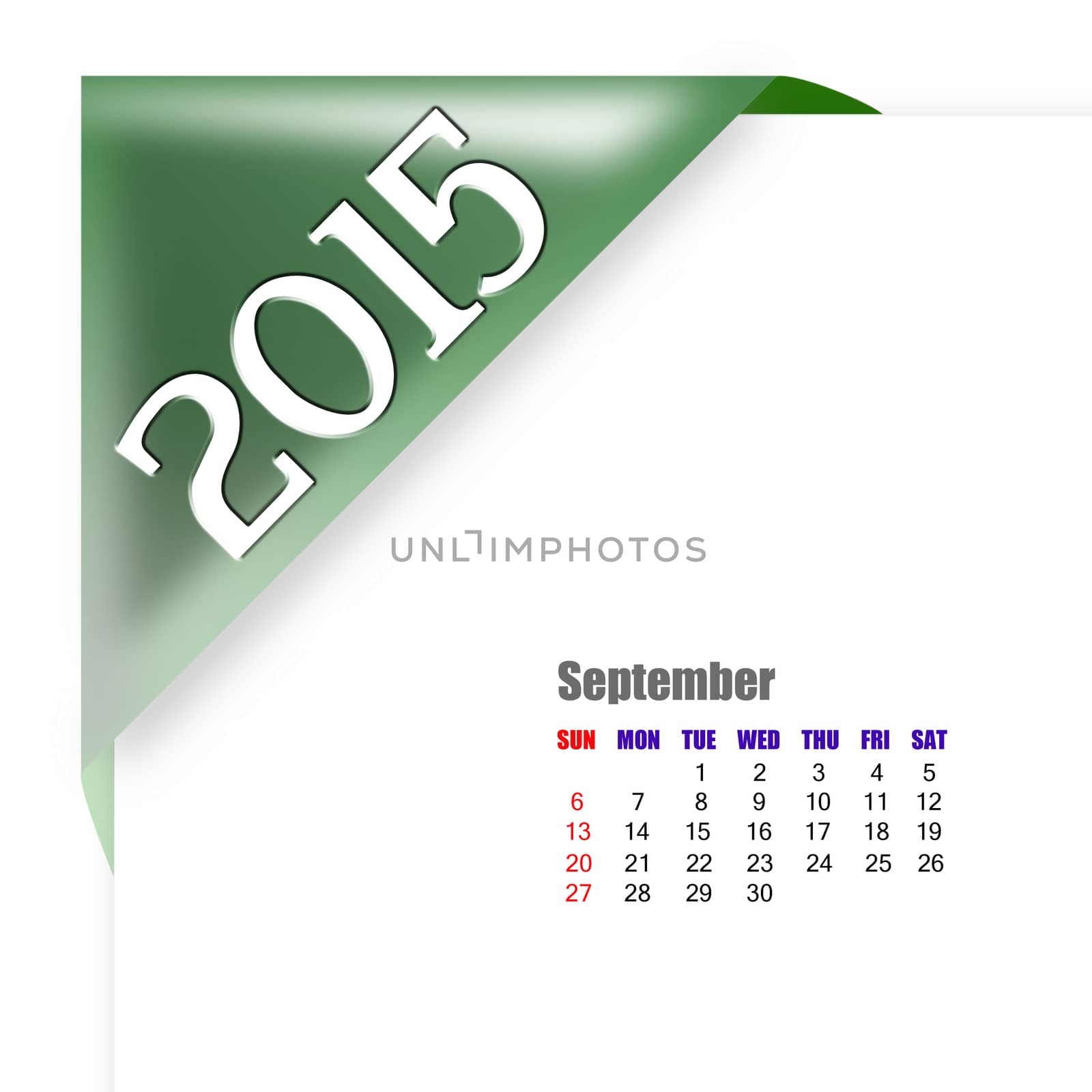 September 2015 - Calendar series with coner fold design