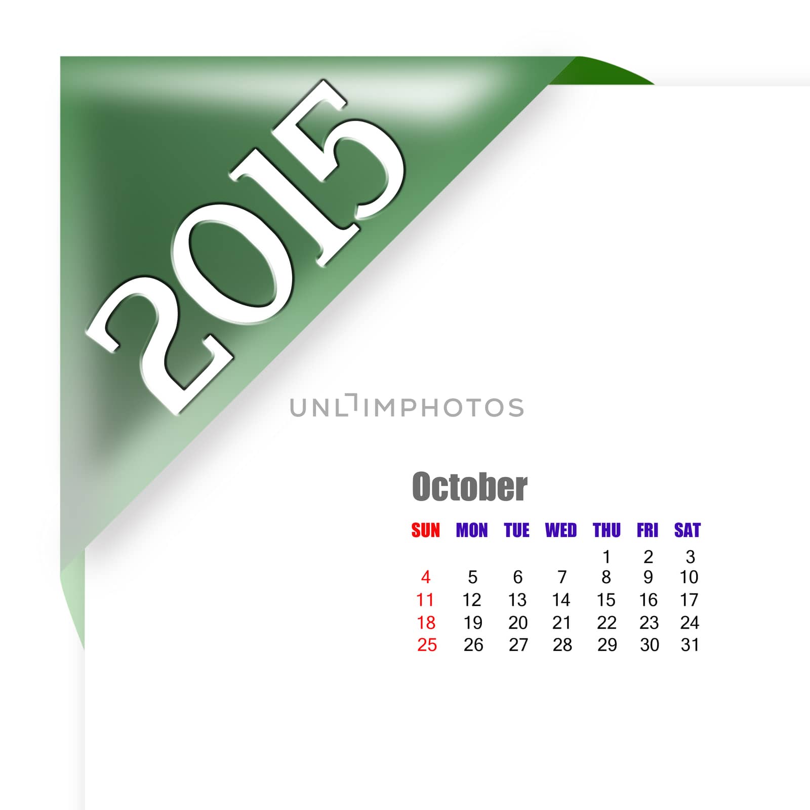 October 2015 - Calendar series with coner fold design