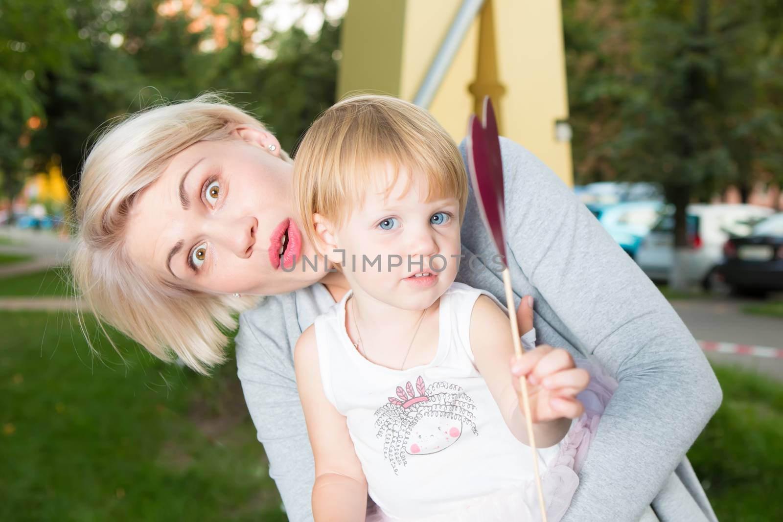 portrait of beautiful mother and kid girl