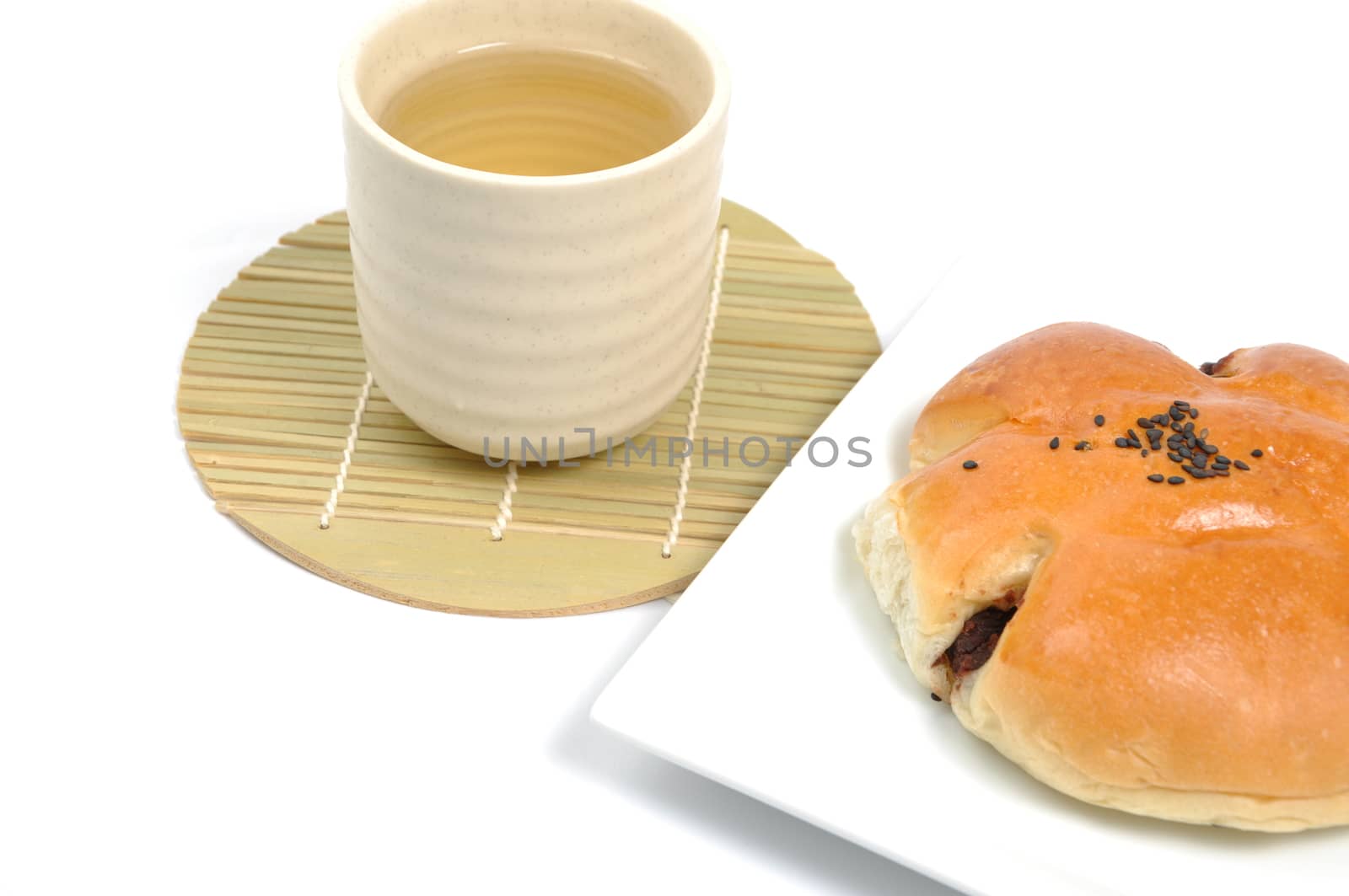 Green tea and red bean bread