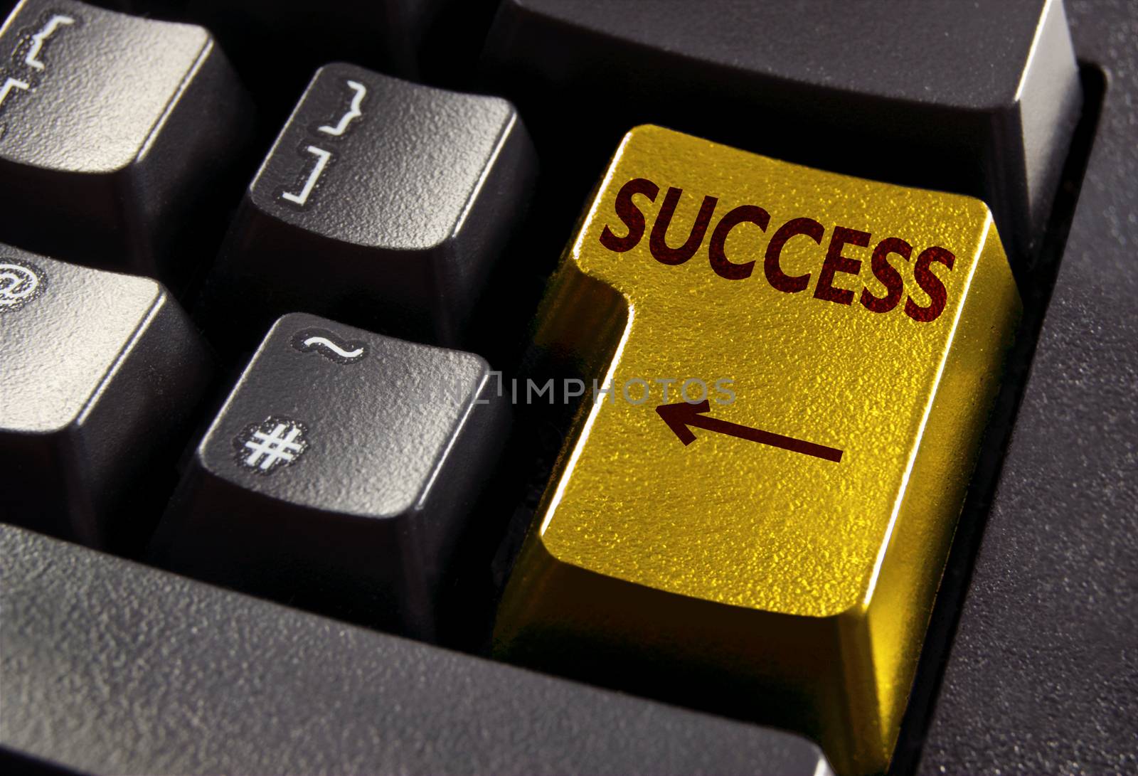 Gold computer enter key with success 