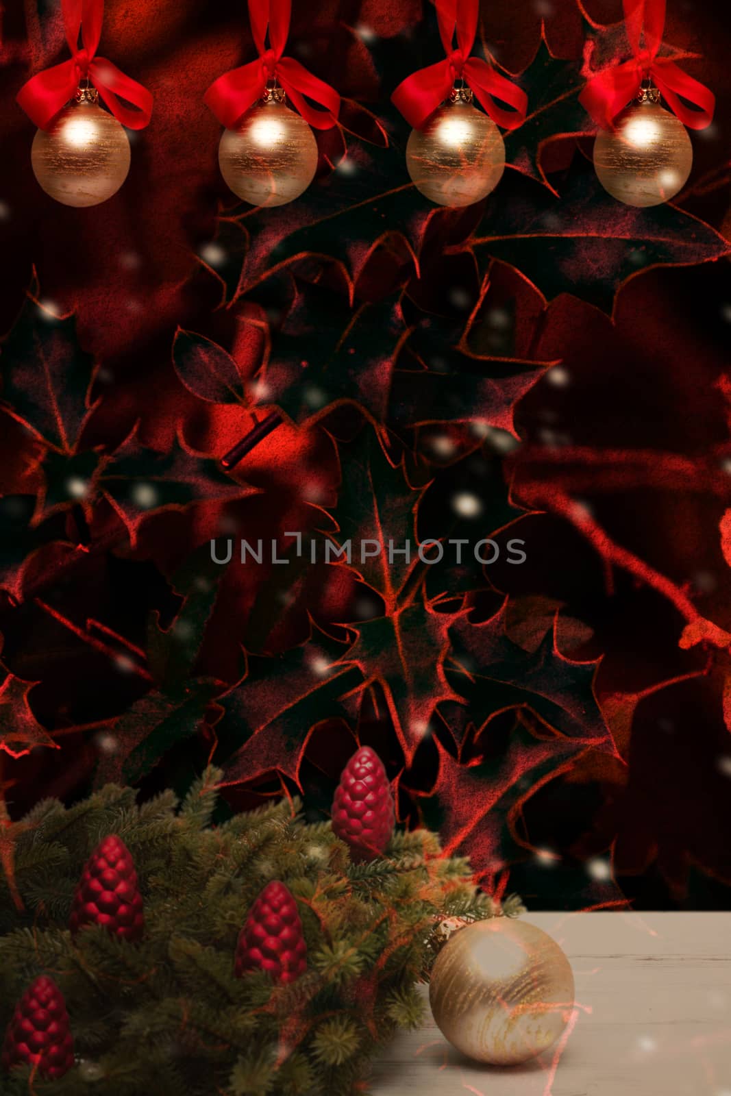 advent time or Christmas card with festive background and copyspace