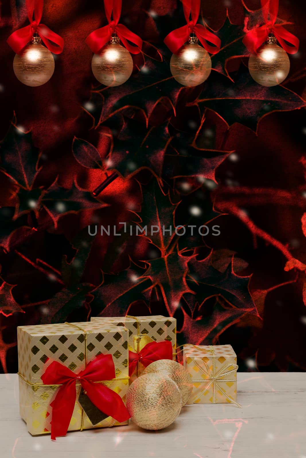 advent time or Christmas card with festive background and copyspace