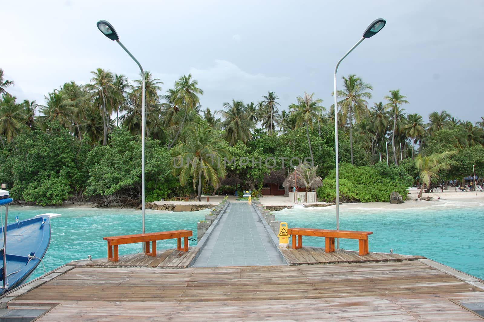 Wharf at Kuda Bandos island Maldives