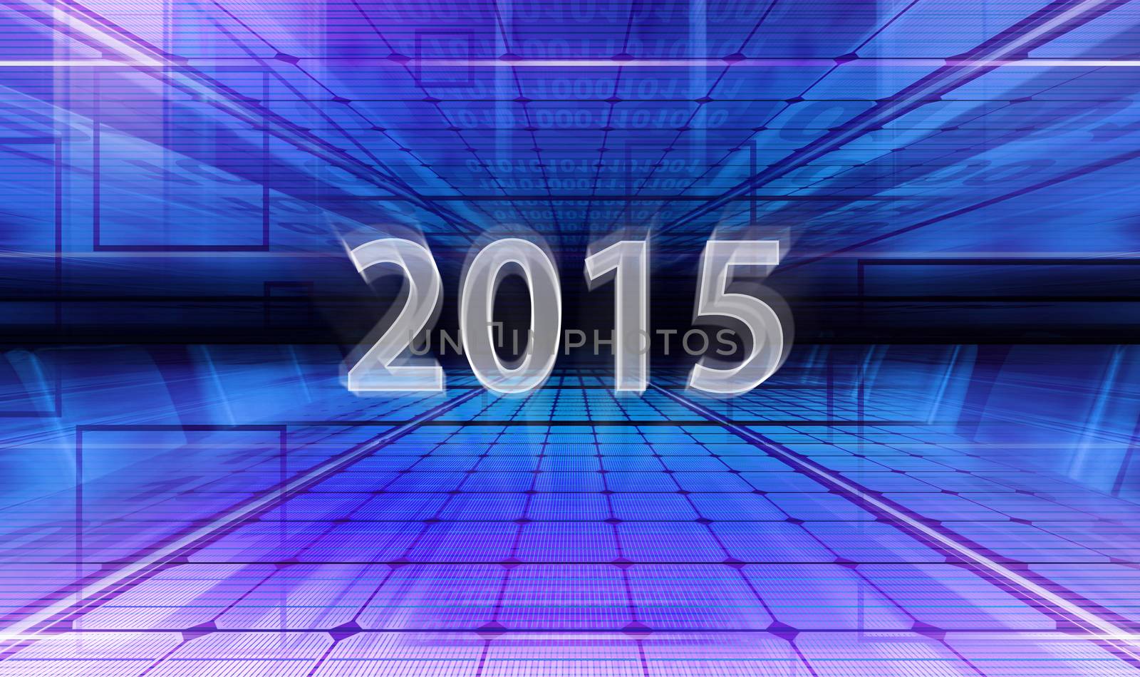 Technology background with transparent figures 2015 for New Year