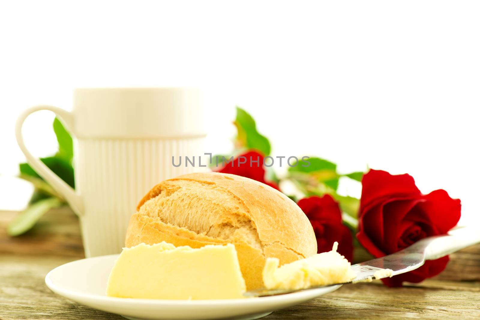 Romantic breakfast with roses by Nanisimova