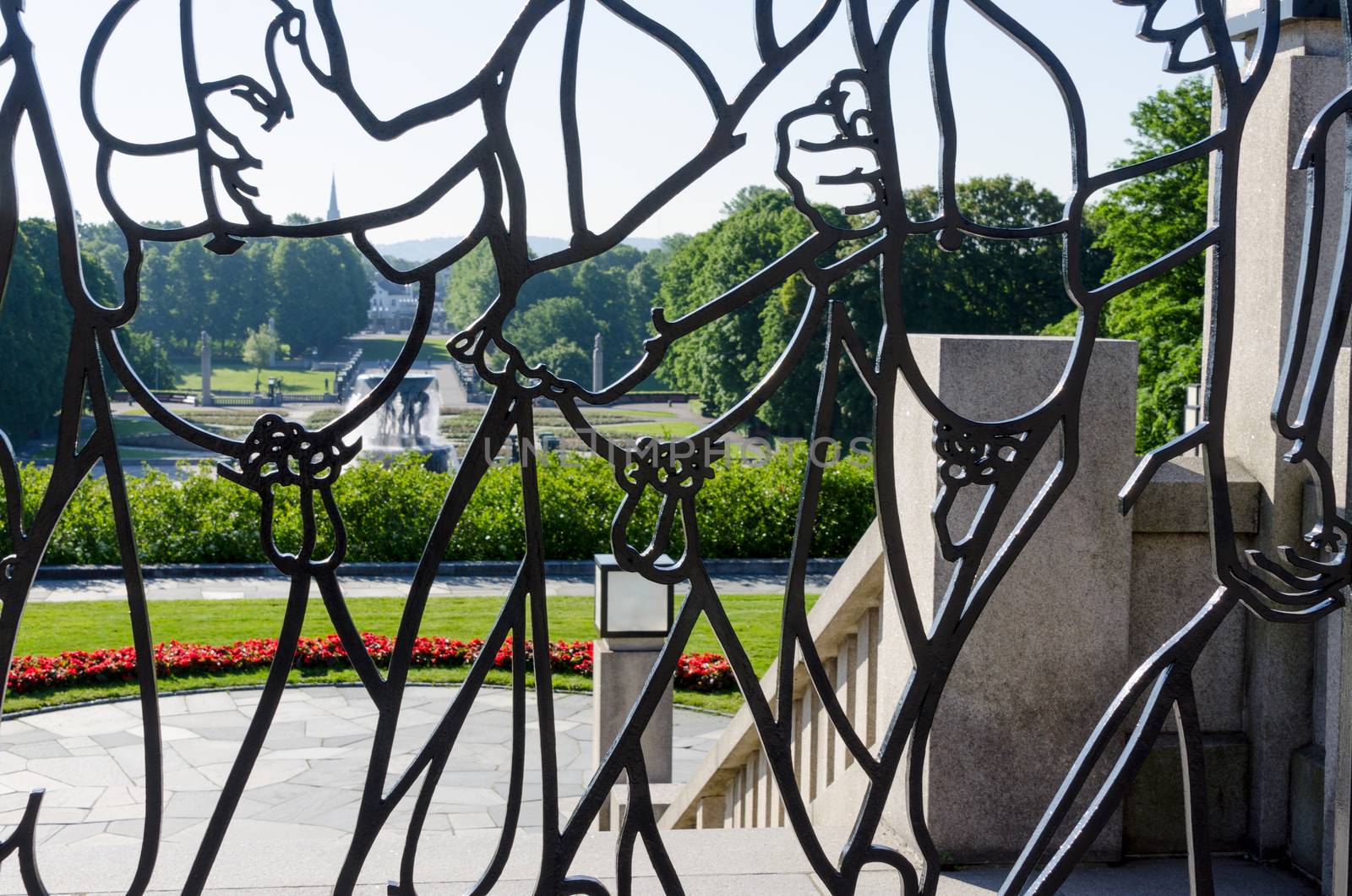 Overview on gate at Frogner Park in Oslo Norway