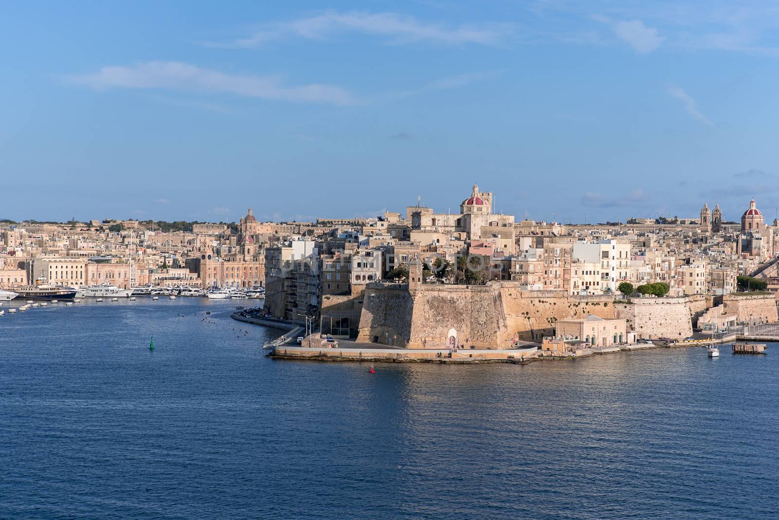 The mighty Fort St Angelo dominates Grand Harbour of Valetta, Malta