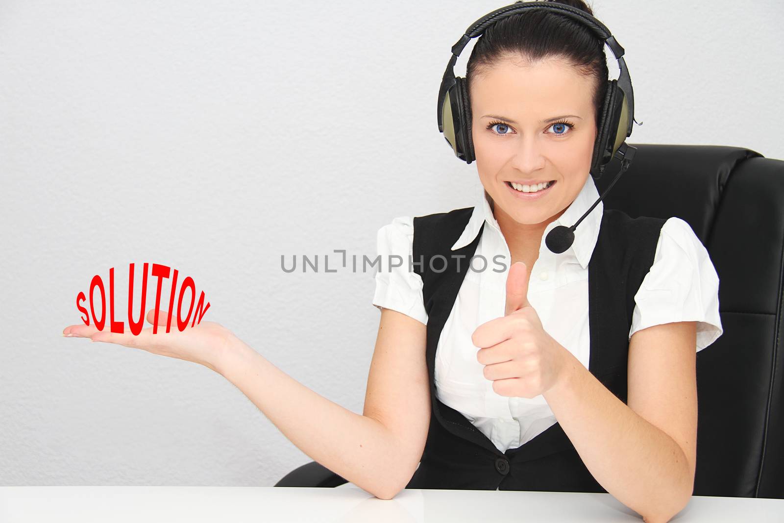 Female customer support operator with headset