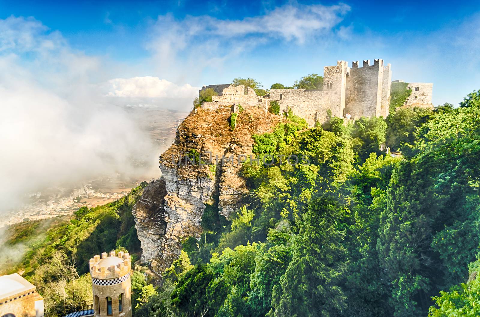 View over Medieval Castle of Venus in Erice, Sicily, summer 2014
