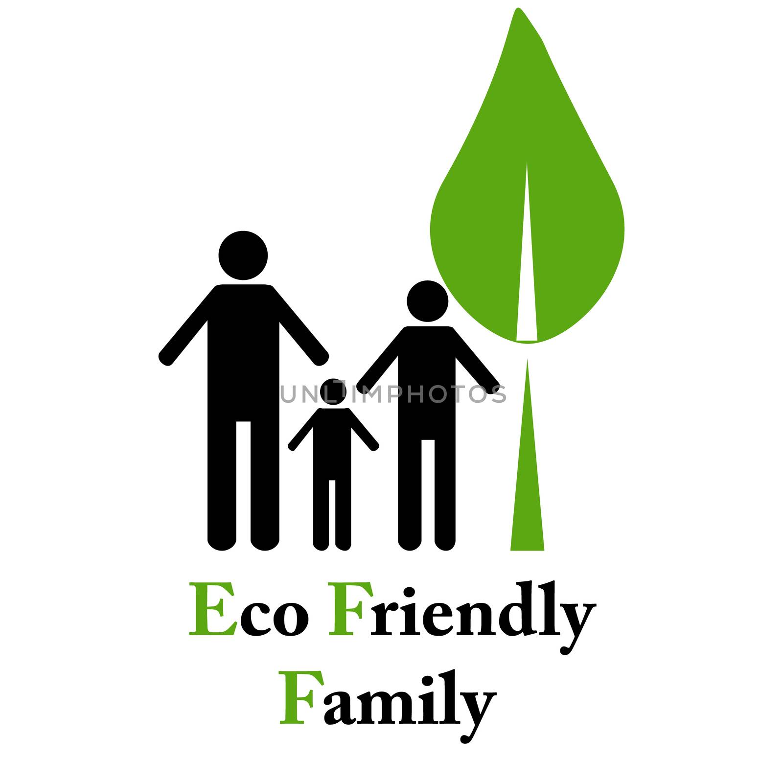 Eco friendly family emblem on white background