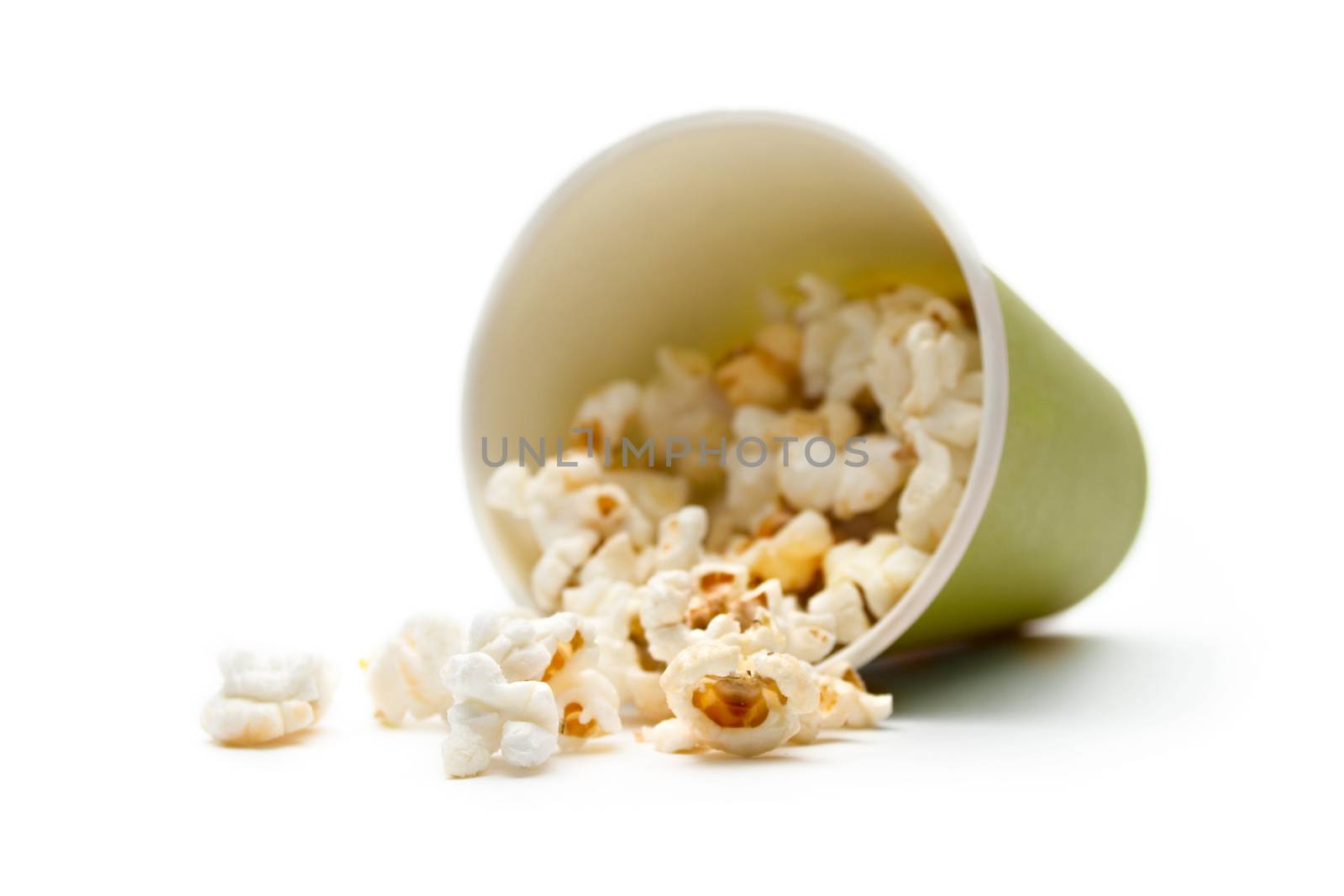 Popcorn in a green paper cup