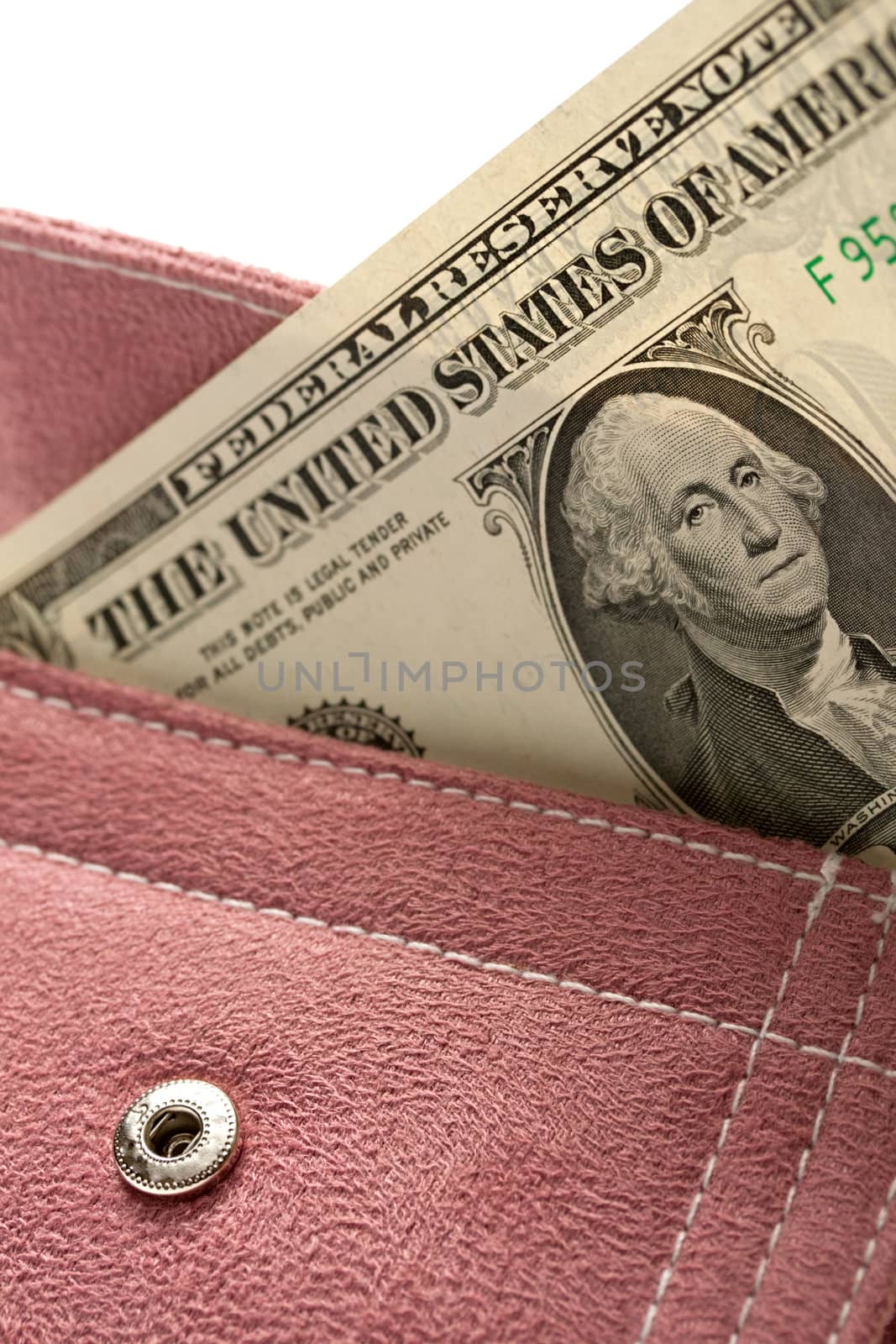 Lilac corduroy purse with dollar