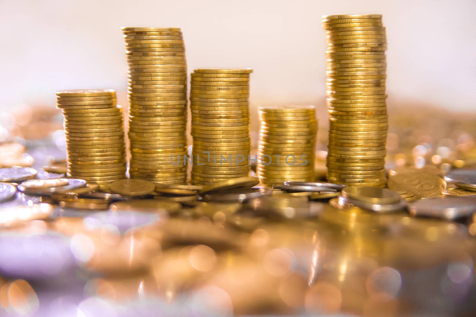 coins arranged on a white background