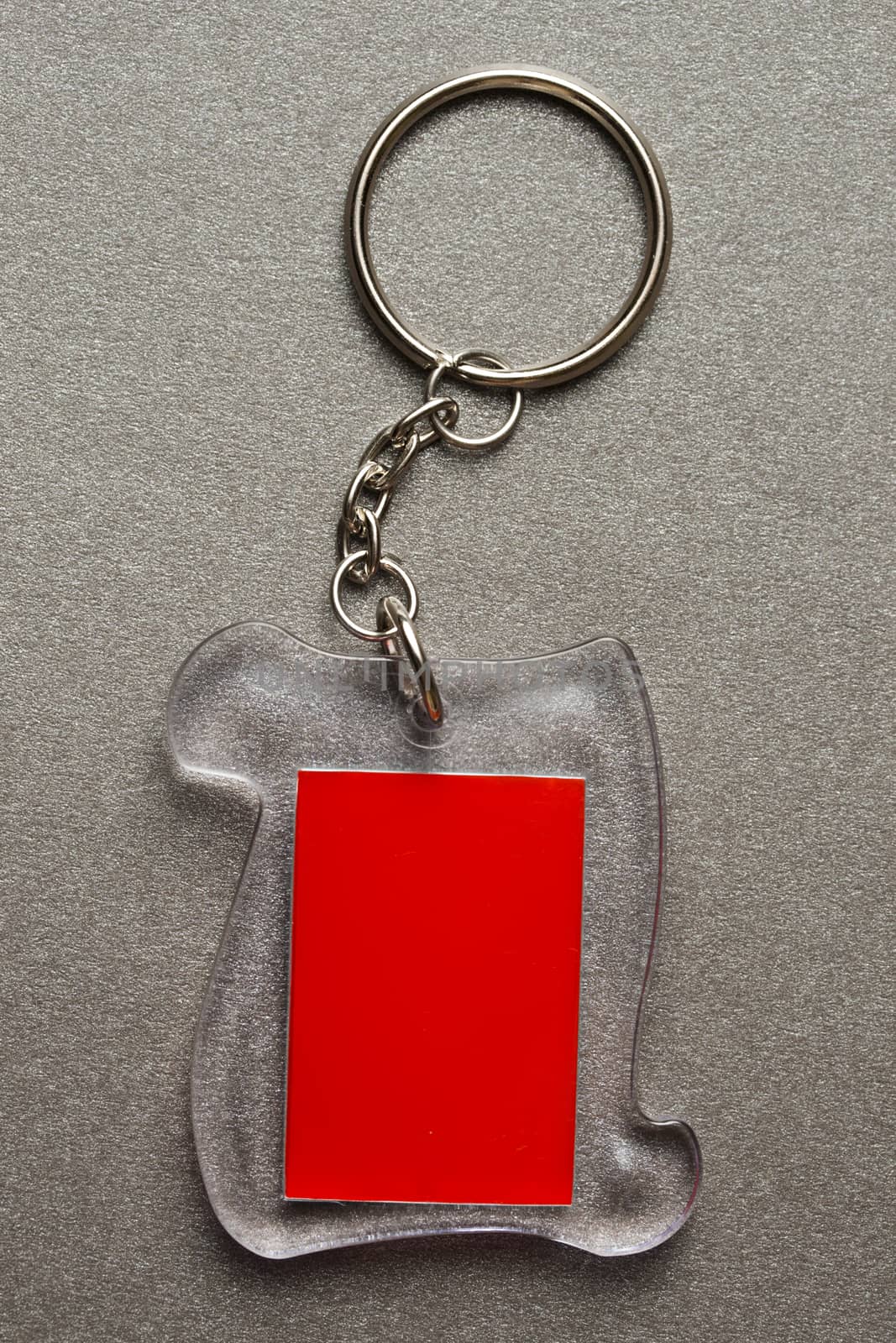 Metal key ring with plastic label