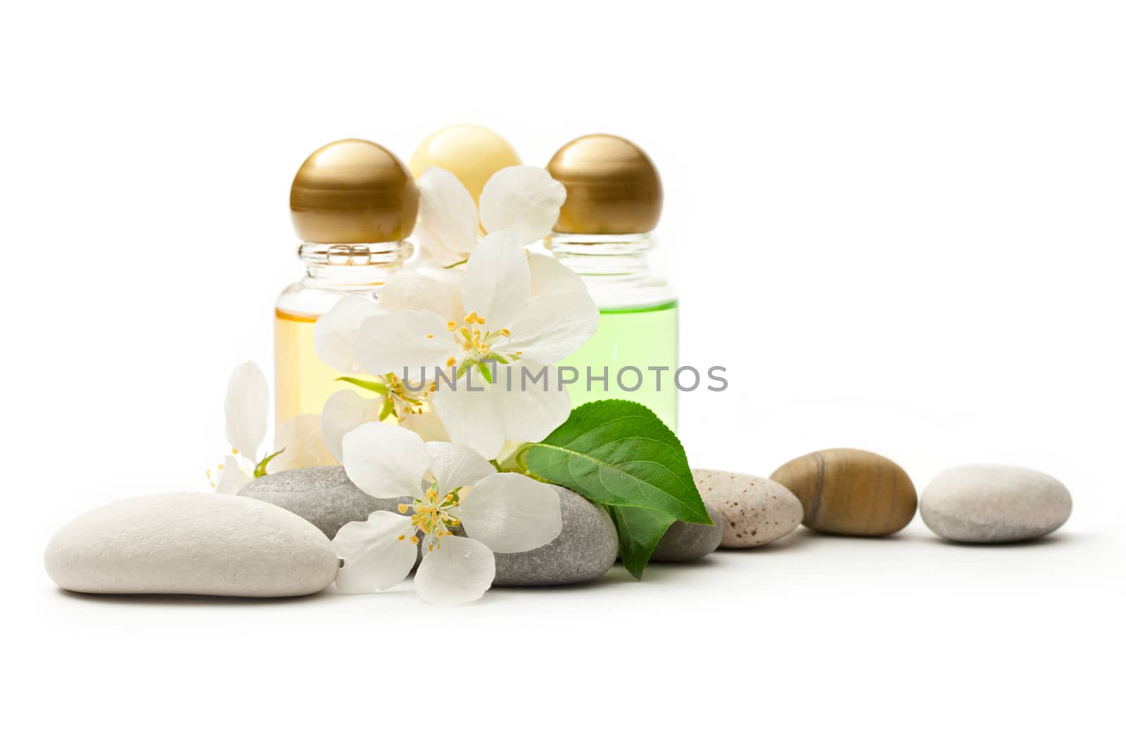 Apple tree flowers, stones and shampoo by Garsya