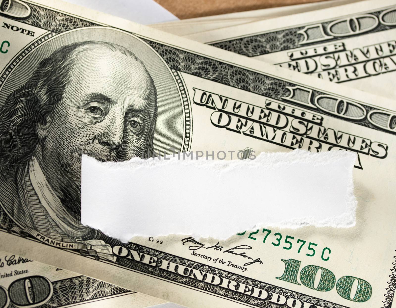 Dollars on the blank sheet of paper by Garsya