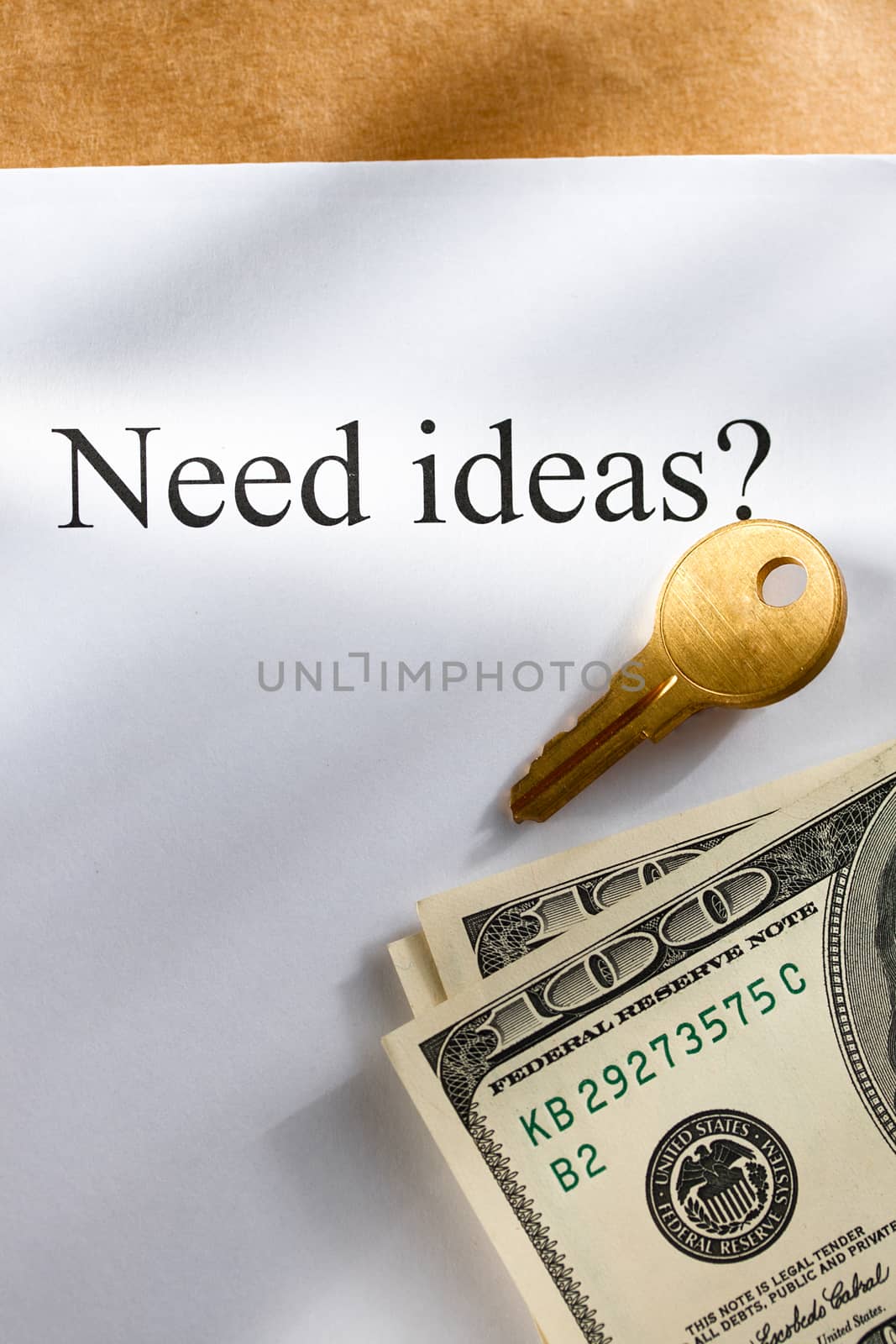 Idea conception with key and money